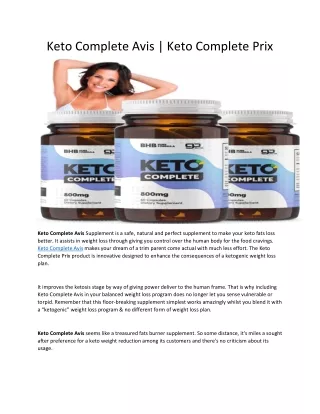 keto complete avis keto complete prix