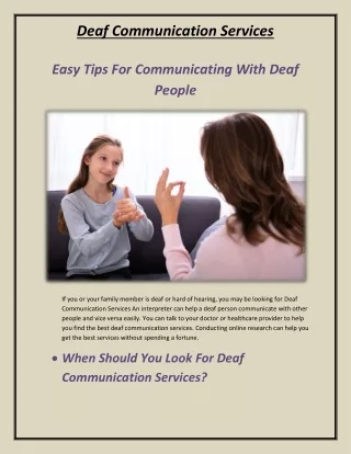 Easy Tips For Communicating With Deaf People