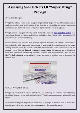 assessing side effects of super drug provigil
