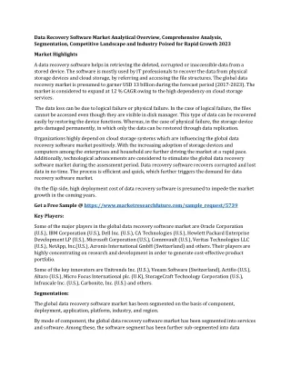 data recovery software market analytical overview