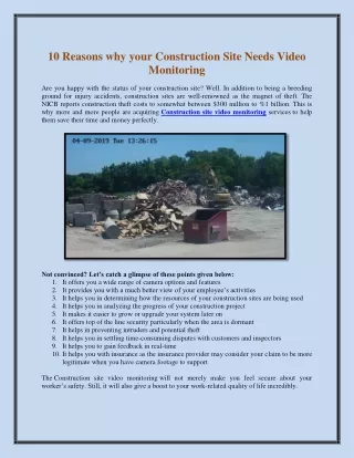10 reasons why your construction site needs video