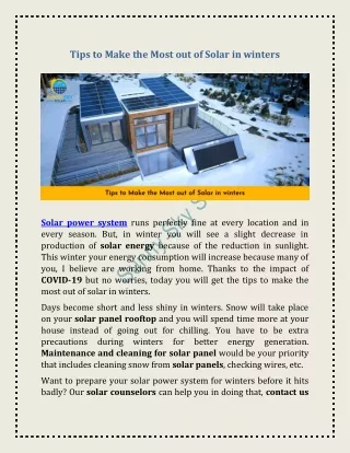 Tips to make the most out of solar in winters