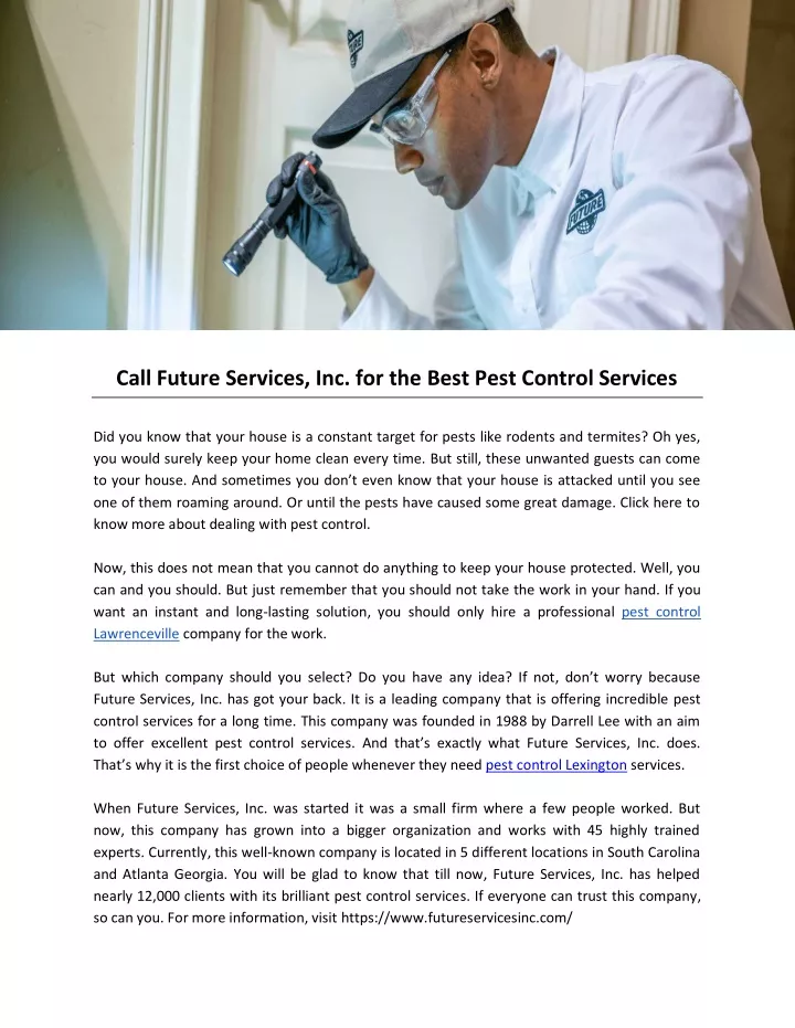 call future services inc for the best pest