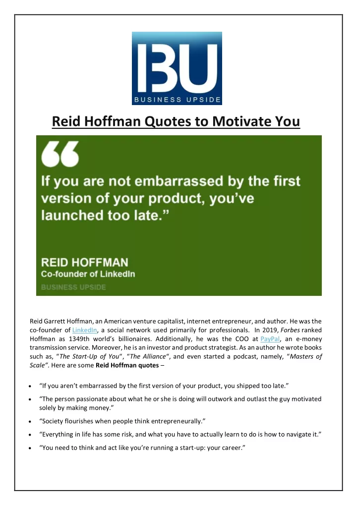 reid hoffman quotes to motivate you