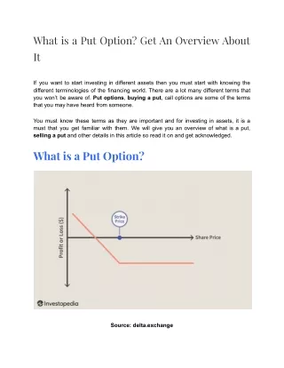 Do You Know About Put Option? Get An Overview About It