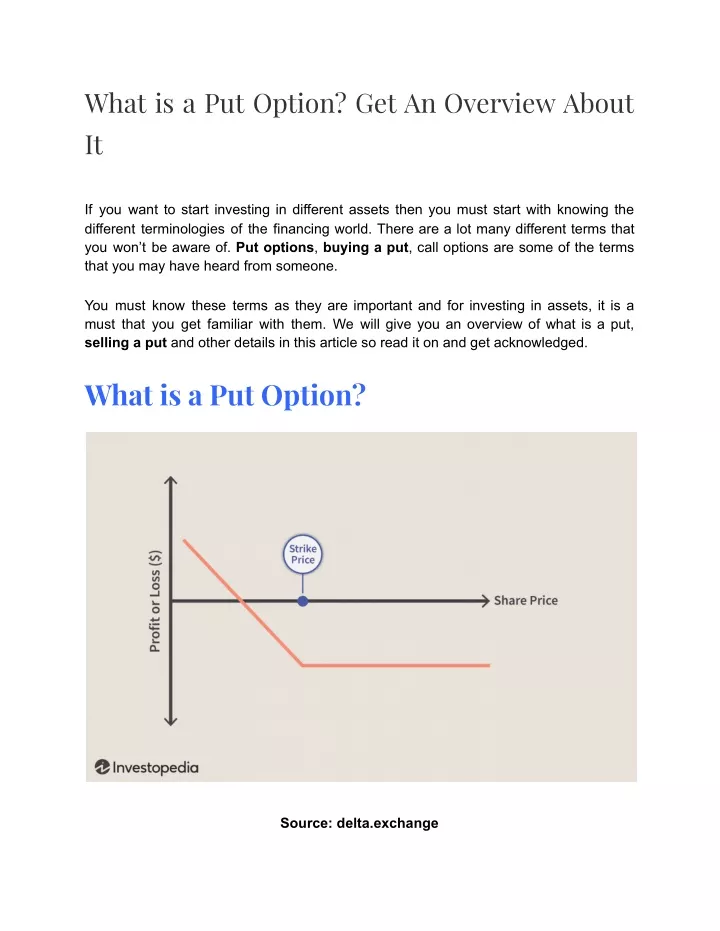 what is a put option get an overview about it