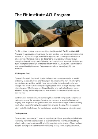 the fit institute acl program