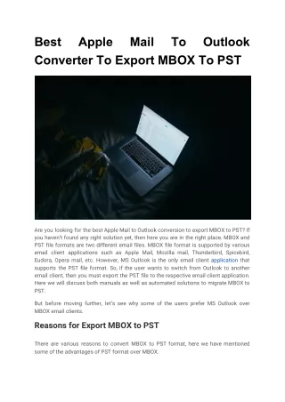Best Apple Mail To Outlook Converter To Export MBOX To PST