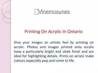 Printing On Acrylic In Ontario