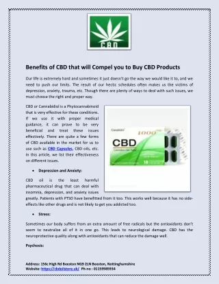 Benefits of CBD that will Compel you to Buy CBD Products