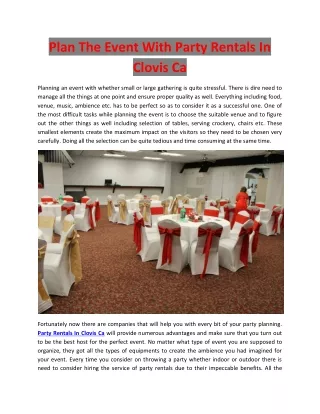 plan the event with party rentals in clovis ca
