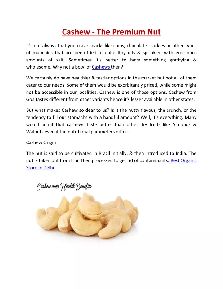 cashew the premium nut