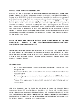 air circuit breaker market size forecasts to 2026