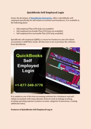QuickBooks Self-Employed Login:  1-877-349-3776