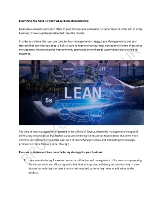Everything You Need To Know About Lean Manufacturing