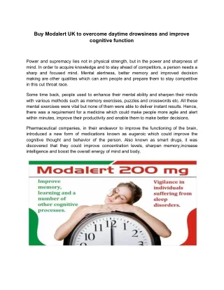 Buy Modalert UK to overcome daytime drowsiness and improve cognitive function