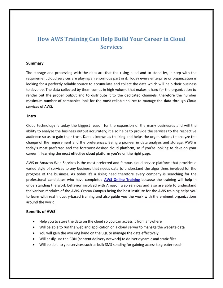 how aws training can help build your career