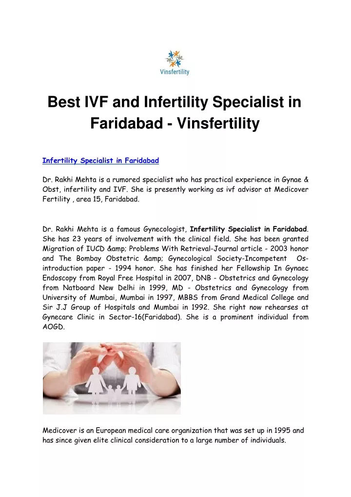 best ivf and infertility specialist in faridabad vinsfertility