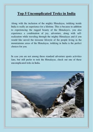 top 5 uncomplicated treks in india