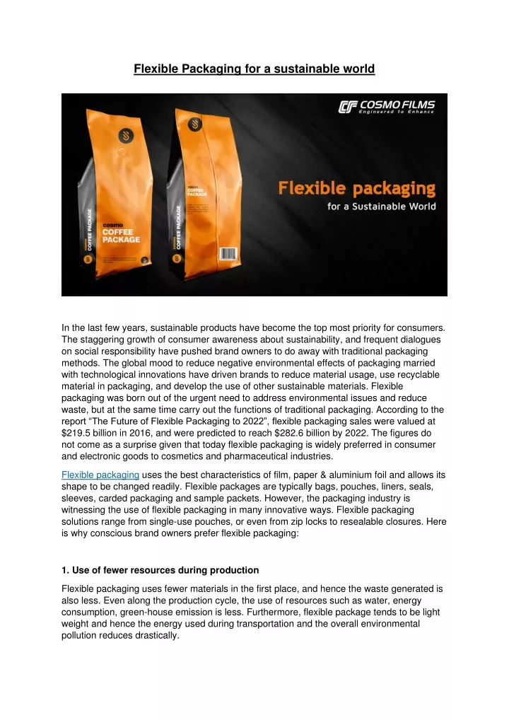 flexible packaging for a sustainable world
