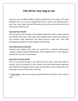 fish oil for your dog or cat