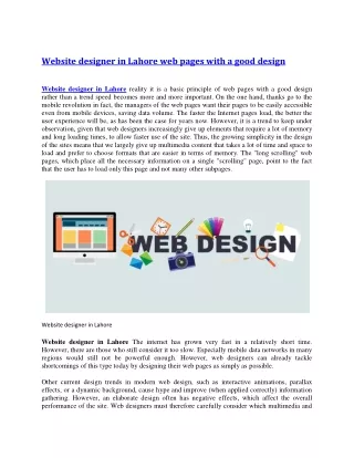 website designer in lahore web pages with a good