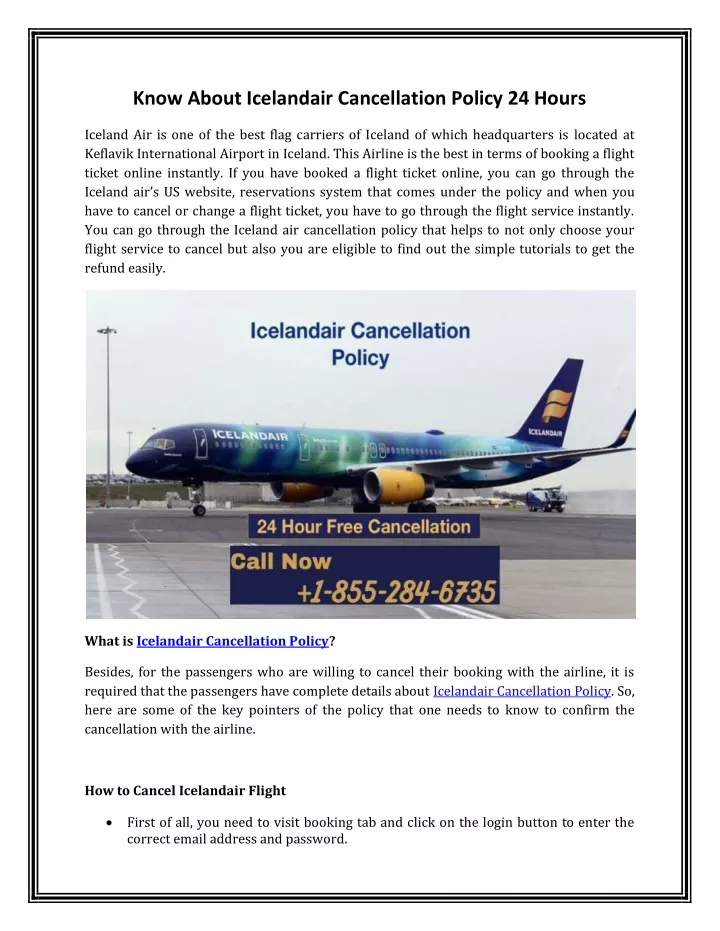 know about icelandair cancellation policy 24 hours