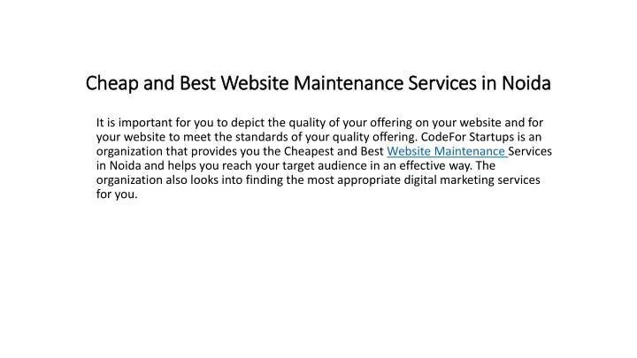 cheap and best website maintenance services in noida