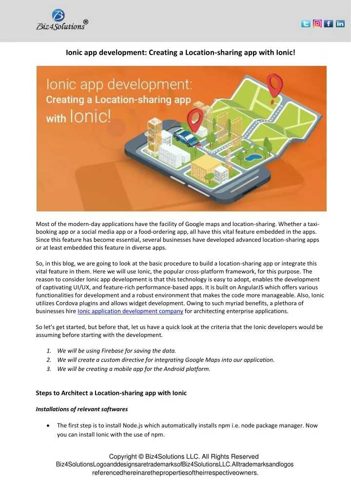ionic app development creating a location sharing