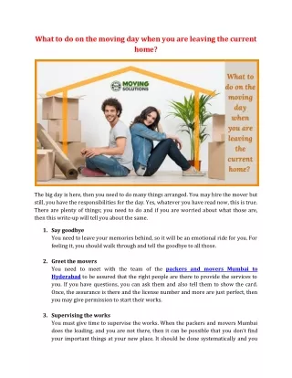 what to do on the moving day when you are leaving