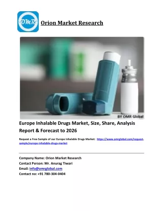 Europe Inhalable Drugs Market Size, Industry Trends, Share and Forecast 2020-2026