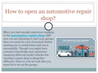 How to open an automotive repair shop