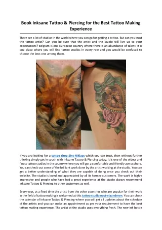 Book Inksane Tattoo & Piercing for the Best Tattoo Making Experience