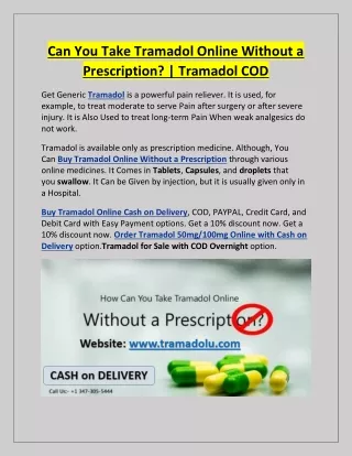 can you take tramadol online without