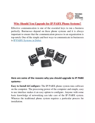 why should you upgrade for ip pabx phone systems