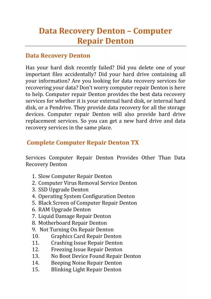 data recovery denton computer repair denton