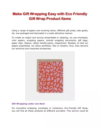 Make Gift Wrapping Easy with Eco Friendly Gift Wrap Product Items
