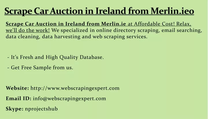 scrape car auction in ireland from merlin ie0