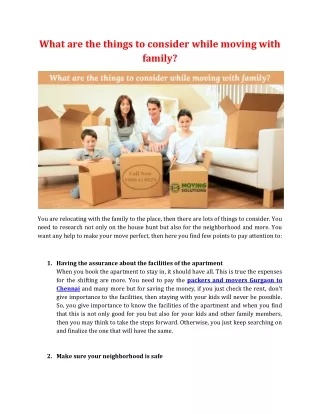 what are the things to consider while moving with
