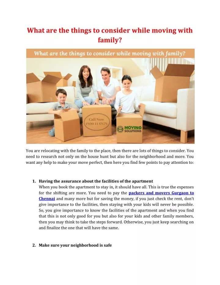 what are the things to consider while moving with