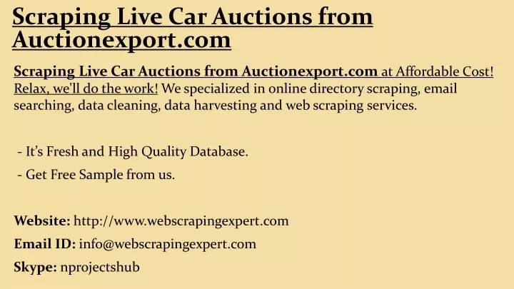 scraping live car auctions from auctionexport com