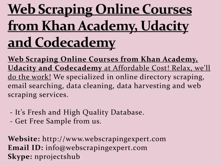 web scraping online courses from khan academy udacity and codecademy