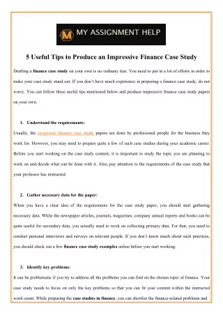 5 useful tips to produce an impressive finance