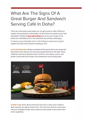 What Are The Signs Of A Great Burger And Sandwich Serving Café In Doha?