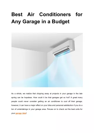 Best Air Conditioners for Any Garage in a Budget