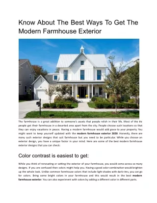 The Best Ways  To Get The Modern Farmhouse Exterior