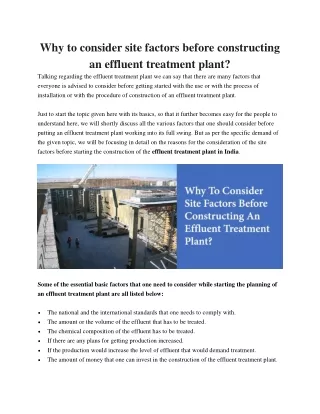 why to consider site factors before constructing