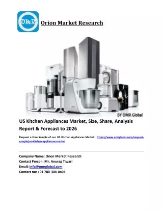 US Kitchen Appliances Market Size, Industry Trends, Share and Forecast 2020-2026