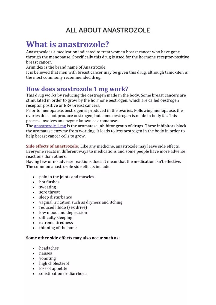 all about anastrozole