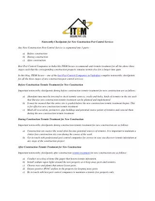 noteworthy checkpoints for new construction pest